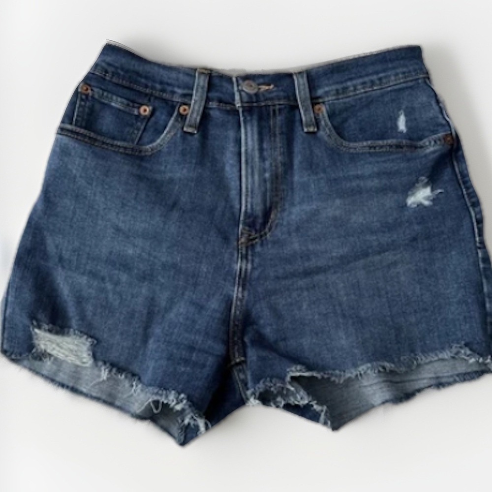 Levi's High‎ Rise Shorts Women's 29 Raw Hem Distressed Light Blue Wash